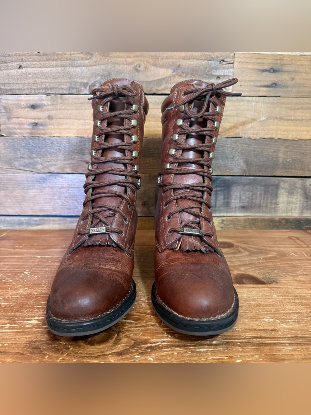 Double H Boots Women’s 8.5 Lace Up Brown Leather Kiltie Packer Western - Picture 5 of 9
